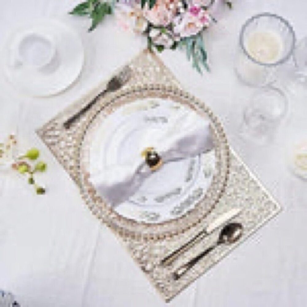 Gold Placemats Laser Cut Elegant Everyday Special Occasion Holiday Elegant 4 PC - Picture 12 of 16
